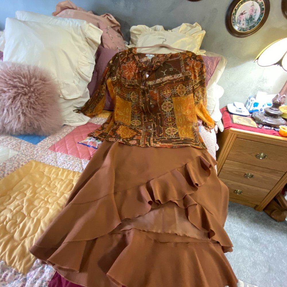 NWT Blouse and Skirt~XL-Rust colors - Picture 2 of 16